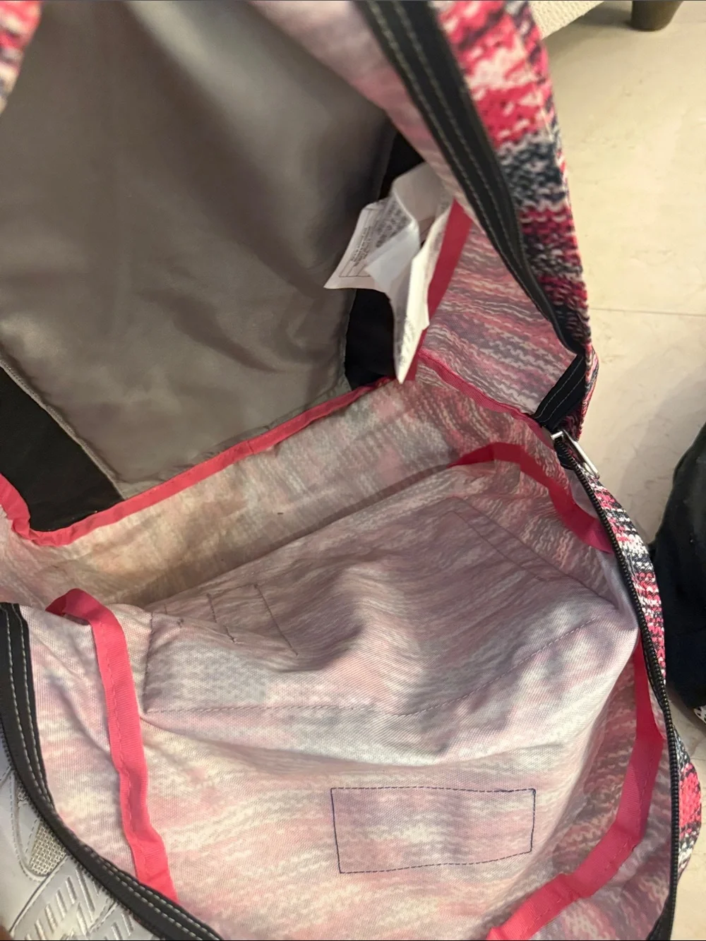 Jansport Pink Black White Knit-Pattern Backpack